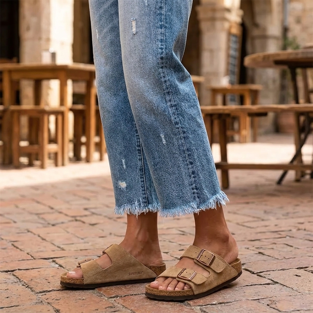 Raka, korta jeans med fransar för dam