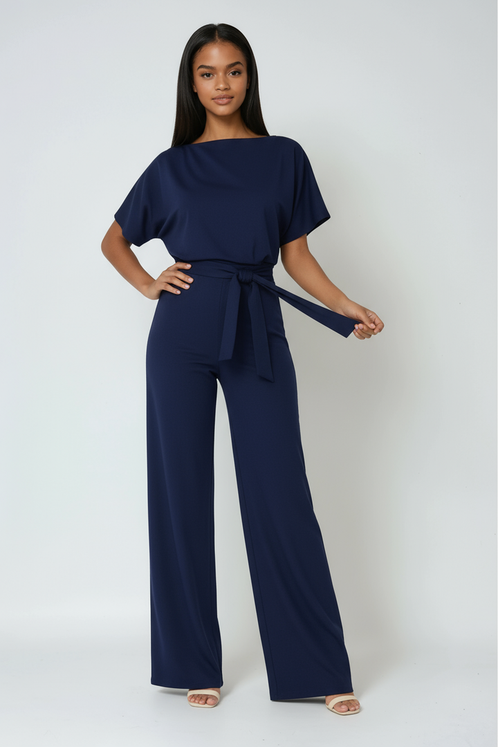 Jumpsuit med vida ben och knytband för kvinnor