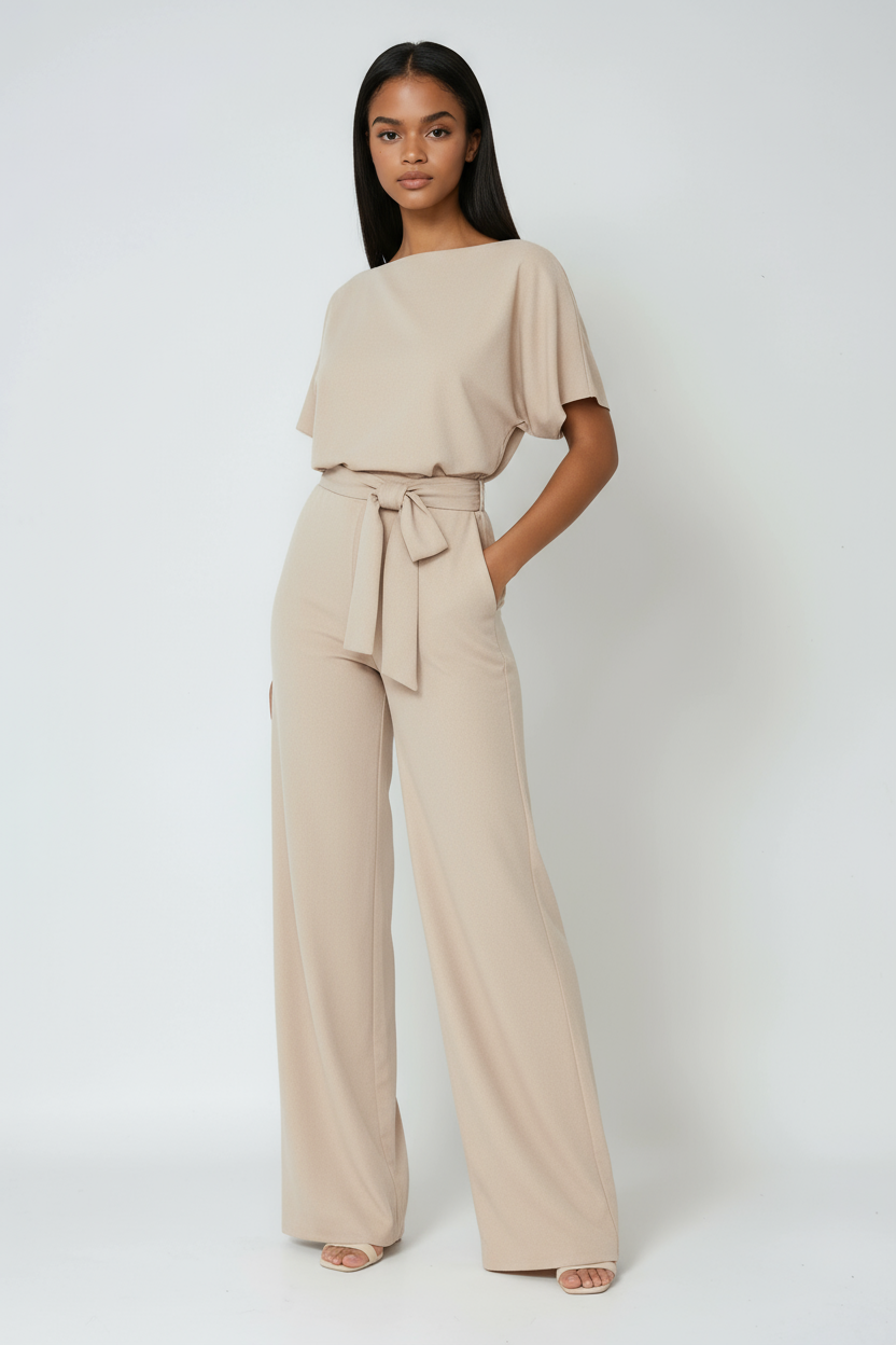 Jumpsuit med vida ben och knytband för kvinnor