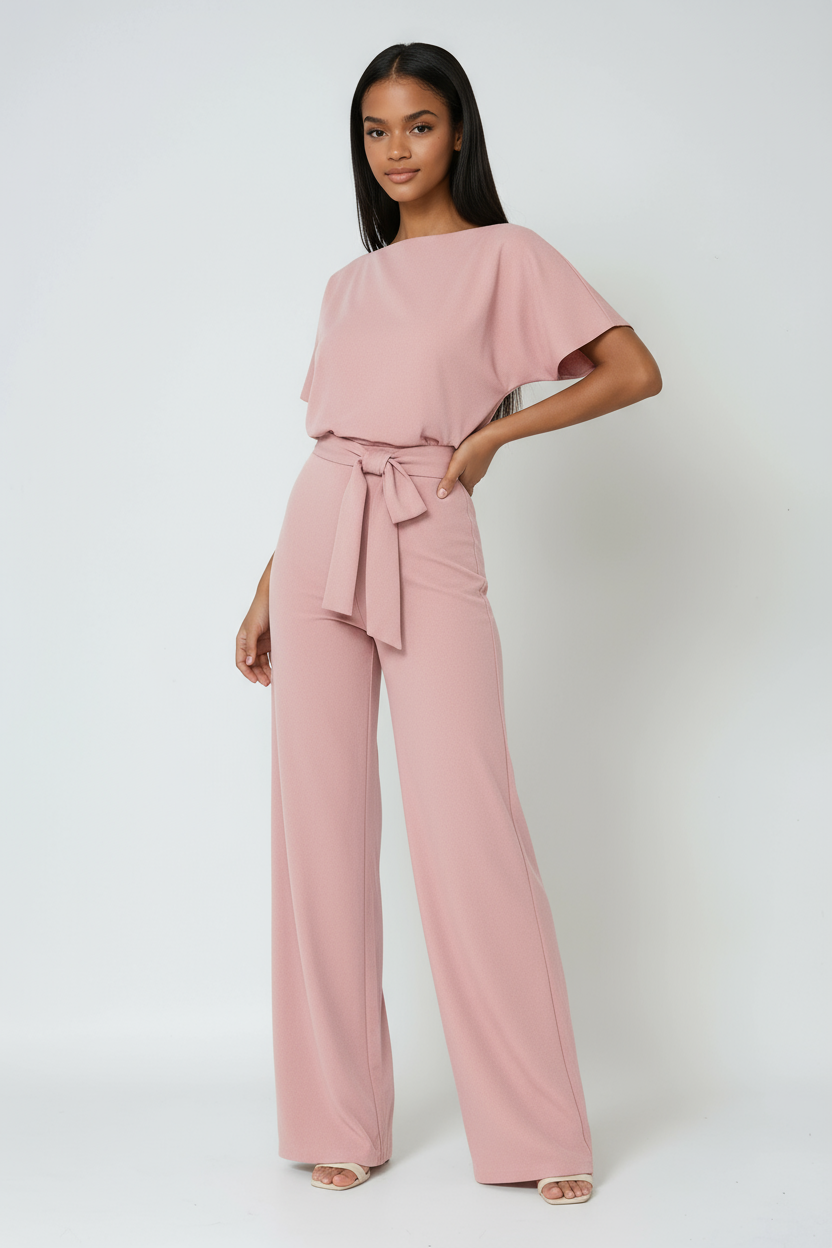 Jumpsuit med vida ben och knytband för kvinnor