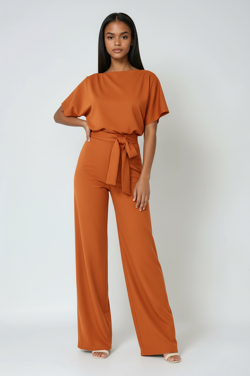 Jumpsuit med vida ben och knytband för kvinnor