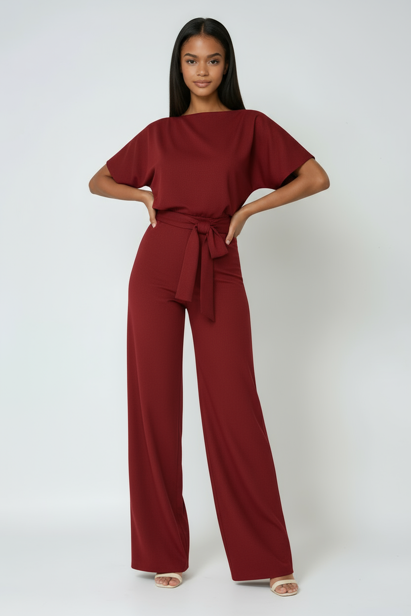 Jumpsuit med vida ben och knytband för kvinnor