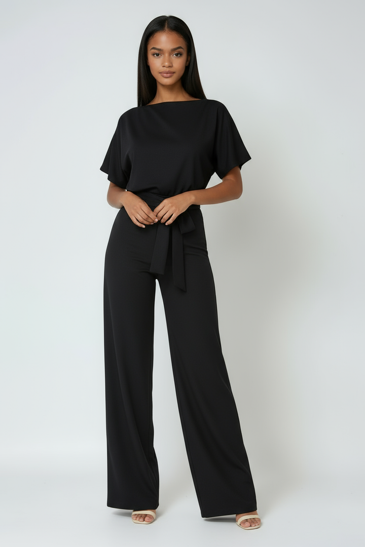 Jumpsuit med vida ben och knytband för kvinnor