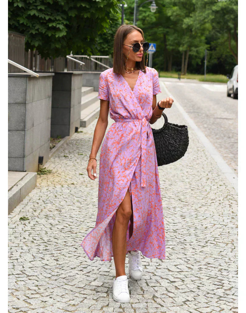 Elegant v-ringad midiklänning