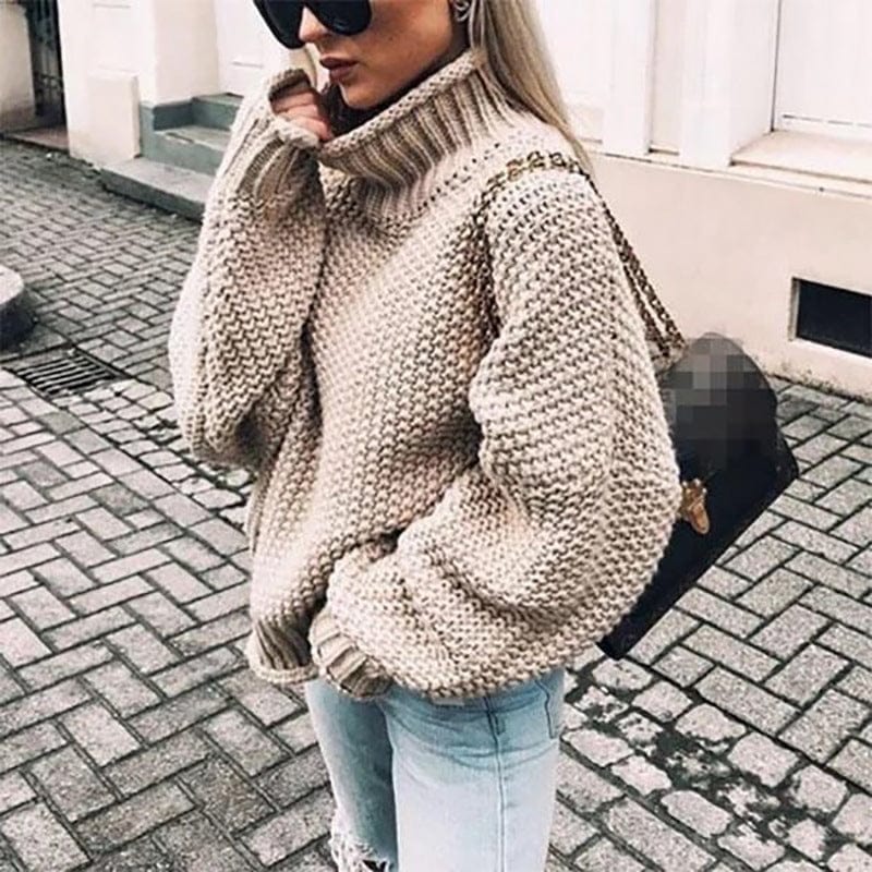 Astrid | Stickad tröja dam oversized med polokrage