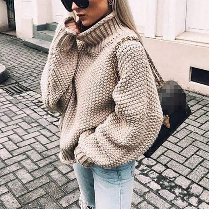 Astrid | Stickad tröja dam oversized med polokrage