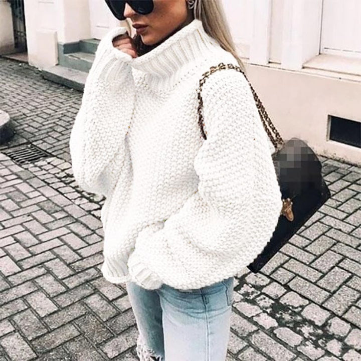 Astrid | Stickad tröja dam oversized med polokrage