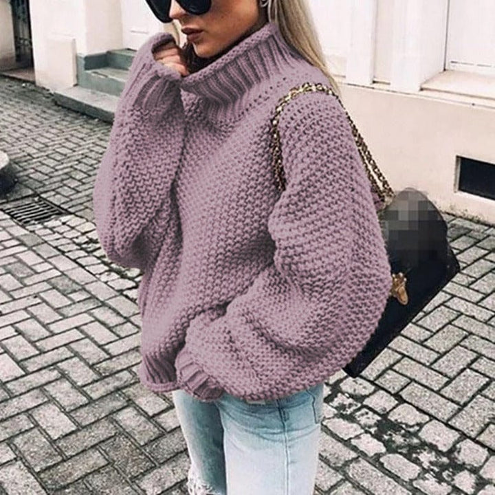 Astrid | Stickad tröja dam oversized med polokrage