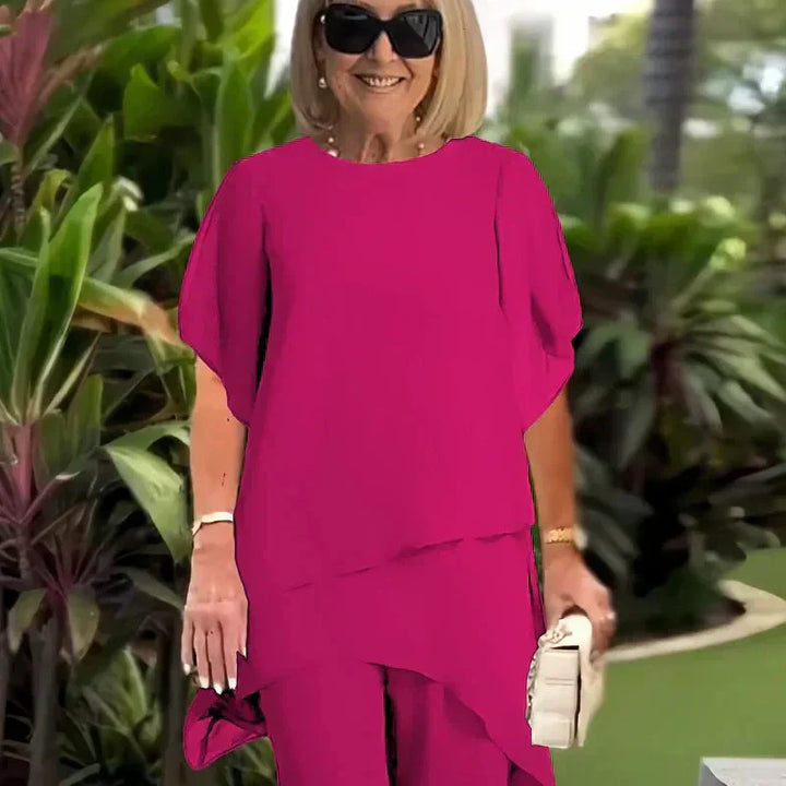 Tvådelat set med vida byxor för kvinnor