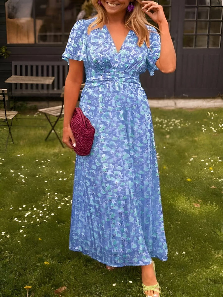 Blommig maxi bröllopsklänning