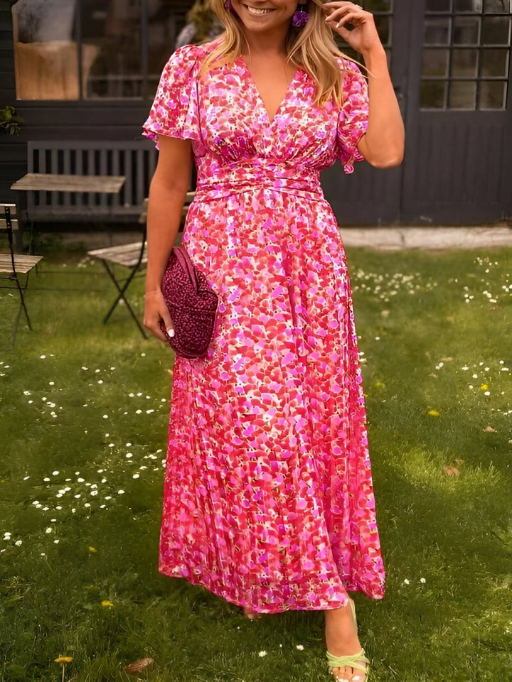 Blommig maxi bröllopsklänning