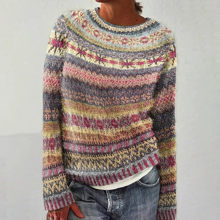 Freja | Stickad tröja Dam med Fair Isle-mönster