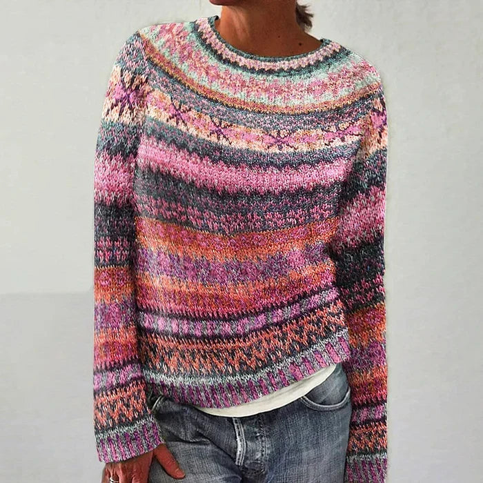 Freja | Stickad tröja Dam med Fair Isle-mönster