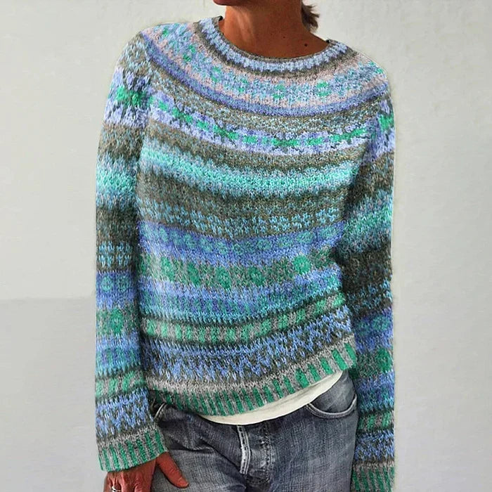 Freja | Stickad tröja Dam med Fair Isle-mönster
