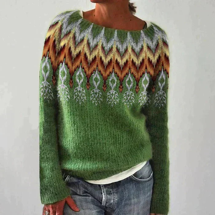Freja | Stickad tröja Dam med Fair Isle-mönster
