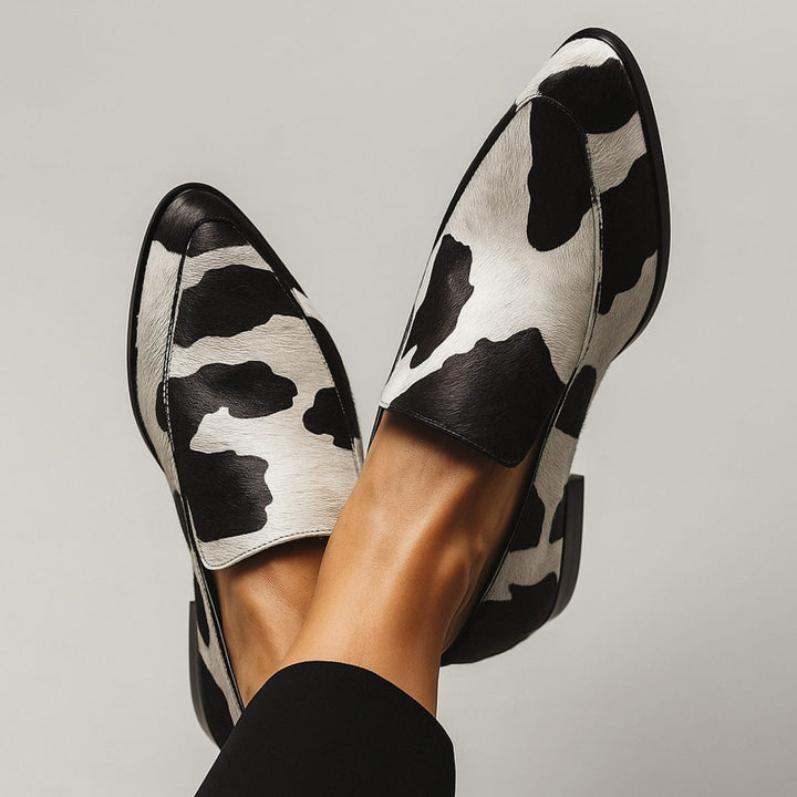 Nadja | Loafers Dam Cow Print Spetsig Tå