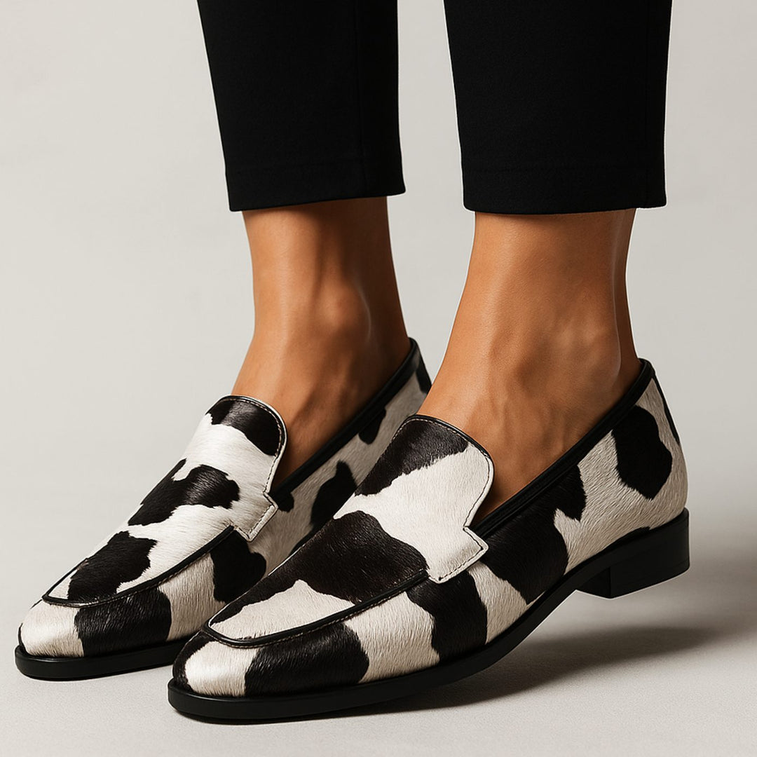 Nadja | Loafers Dam Cow Print Spetsig Tå