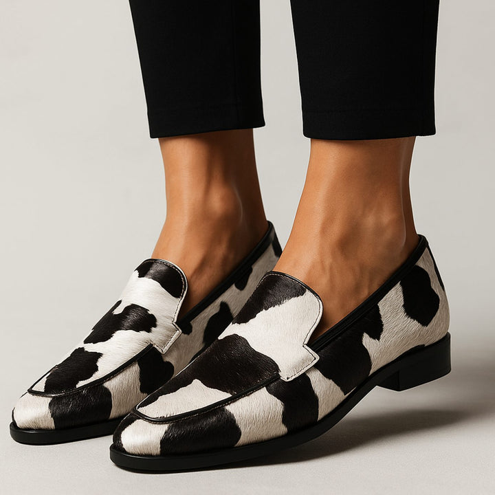 Nadja | Loafers Dam Cow Print Spetsig Tå