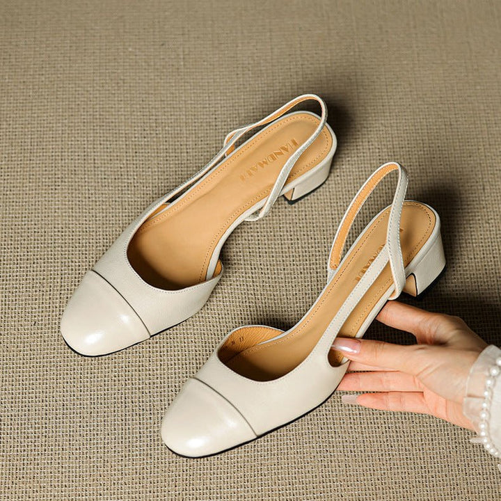 Linn | Pumps Dam Läder Slingback Blockklack