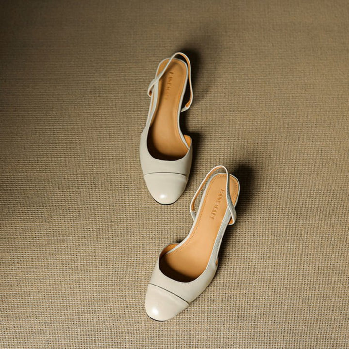 Linn | Pumps Dam Läder Slingback Blockklack