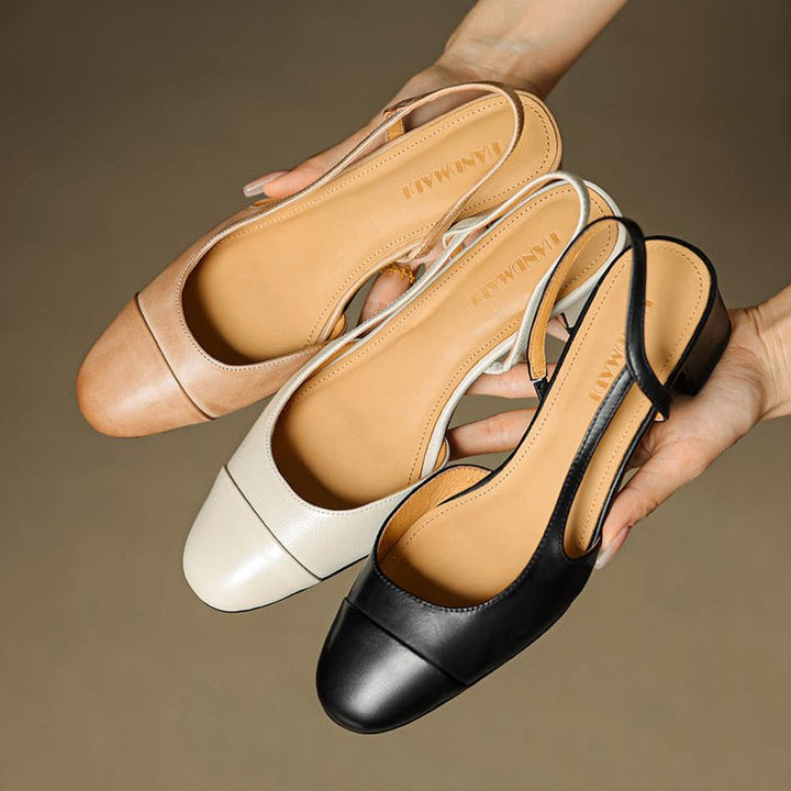 Linn | Pumps Dam Läder Slingback Blockklack