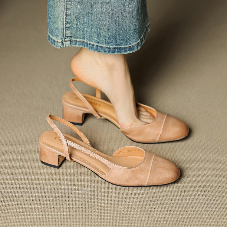 Linn | Pumps Dam Läder Slingback Blockklack