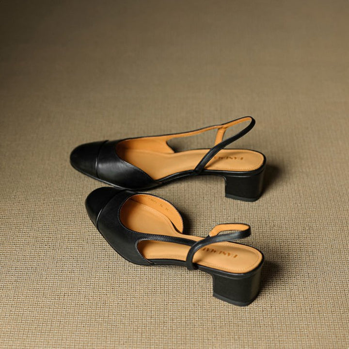 Linn | Pumps Dam Läder Slingback Blockklack