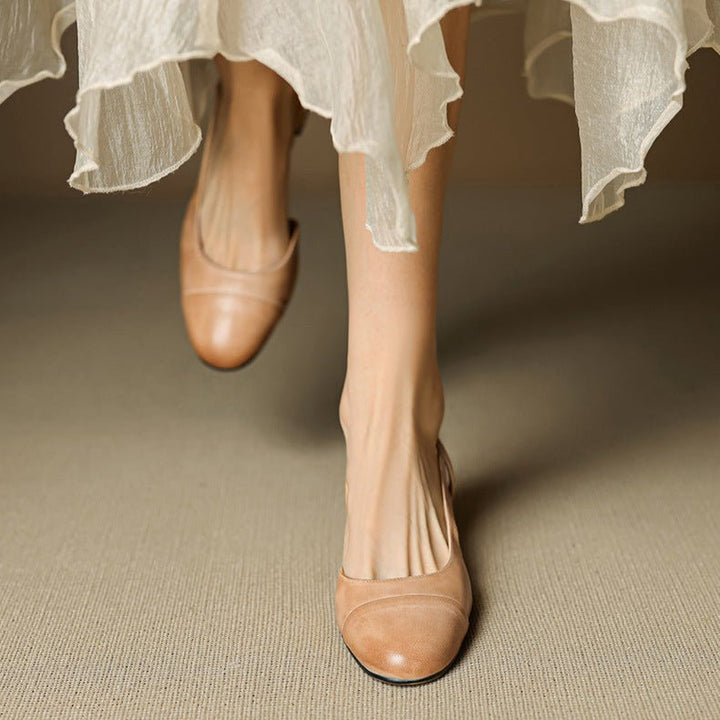 Linn | Pumps Dam Läder Slingback Blockklack