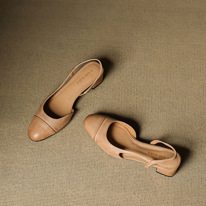 Linn | Pumps Dam Läder Slingback Blockklack