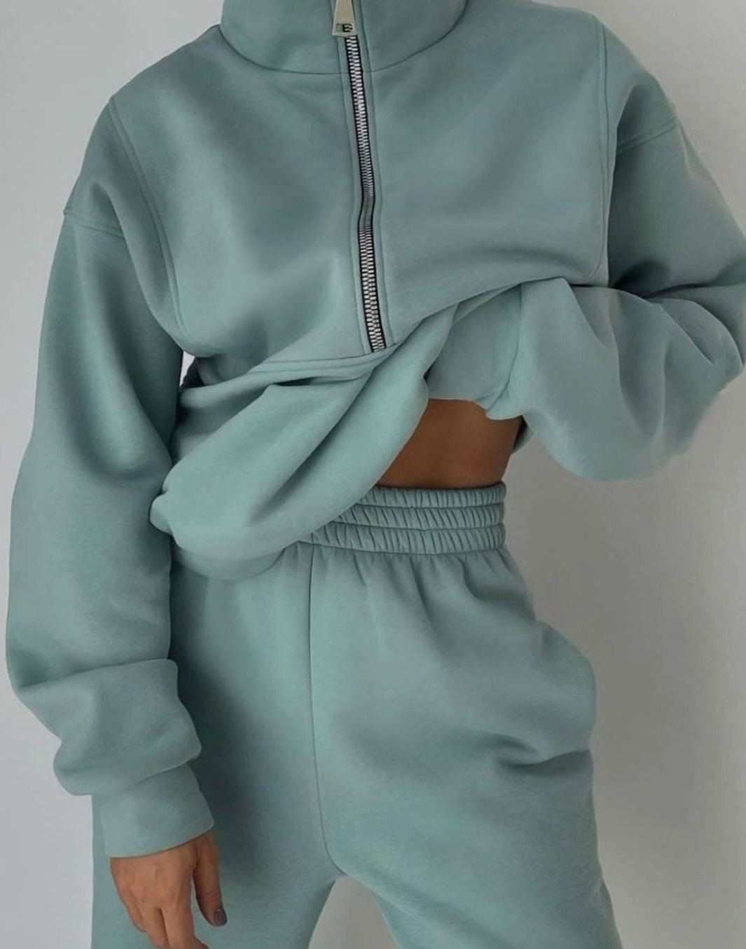 Ida | Mjukisset Dam Croppad Half Zip Joggers