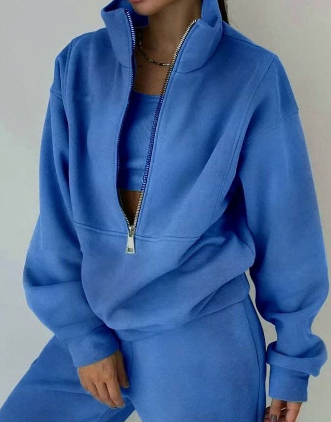 Ida | Mjukisset Dam Croppad Half Zip Joggers