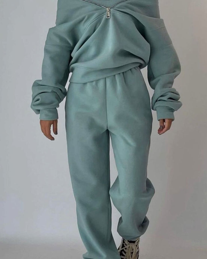 Ida | Mjukisset Dam Croppad Half Zip Joggers