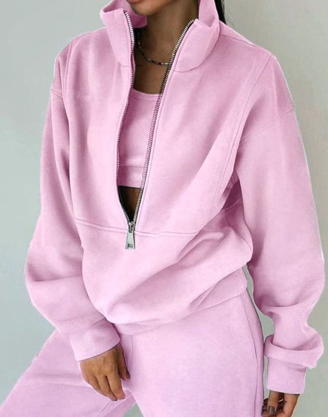 Ida | Mjukisset Dam Croppad Half Zip Joggers