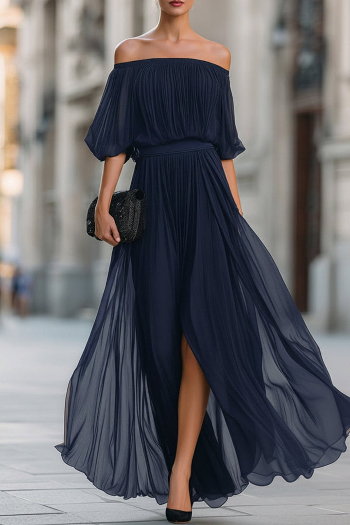 Cecilia | Maxiklänning Dam Plisserad Off-Shoulder